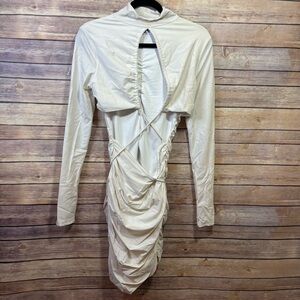Tiger Mist White Adjustable Ruched Dress Size Large